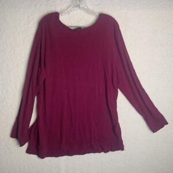 Adrianna Papell Women's Long Sleeve V-Neck Tunic ShirtBurgundy glow,XXL MSRP $49 - Picture 2 of 2